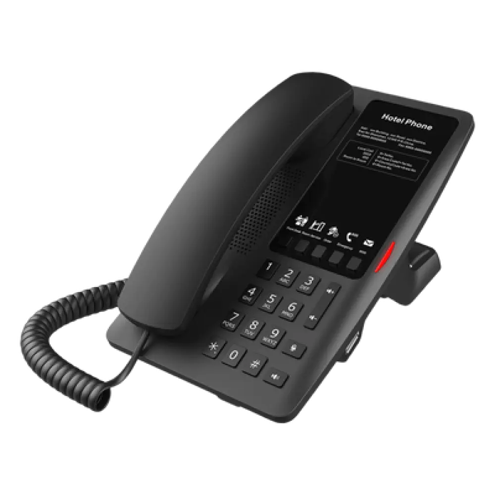 Teléfono IP Hotelero / Wi-Fi 6 Dual-Band / 2 Líneas SIP / 5 Teclas Programables / PoE 802.3af / USB-A / Audio HD