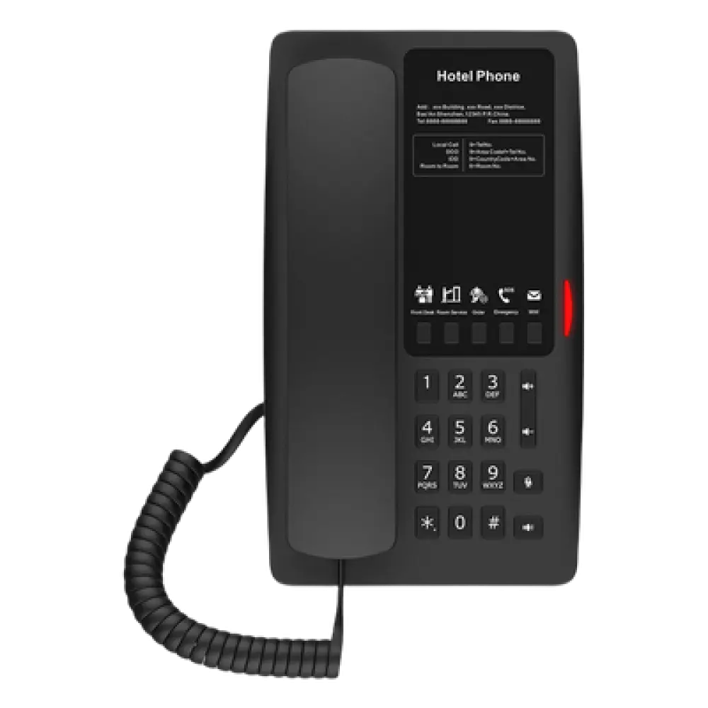 Teléfono IP Hotelero / Wi-Fi 6 Dual-Band / 2 Líneas SIP / 5 Teclas Programables / PoE 802.3af / USB-A / Audio HD