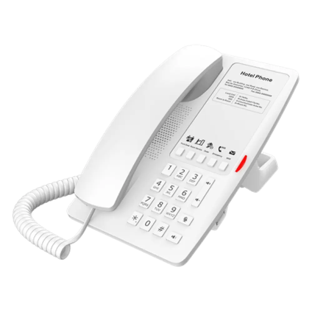 Teléfono IP Hotelero / 2 Líneas SIP / 5 Teclas Programables / Puerto USB-A 5V/2A / PoE 802.3af / Audio HD Manos Libres