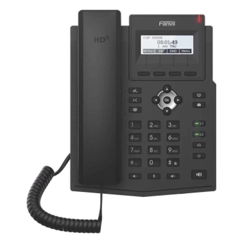 Teléfono IP / 2 Líneas SIP / Pantalla LCD 128x48 / Audio HD G.722 y Opus / Conferencia 3 Vías / PoE 802.3af / OpenVPN / Soporte EHS