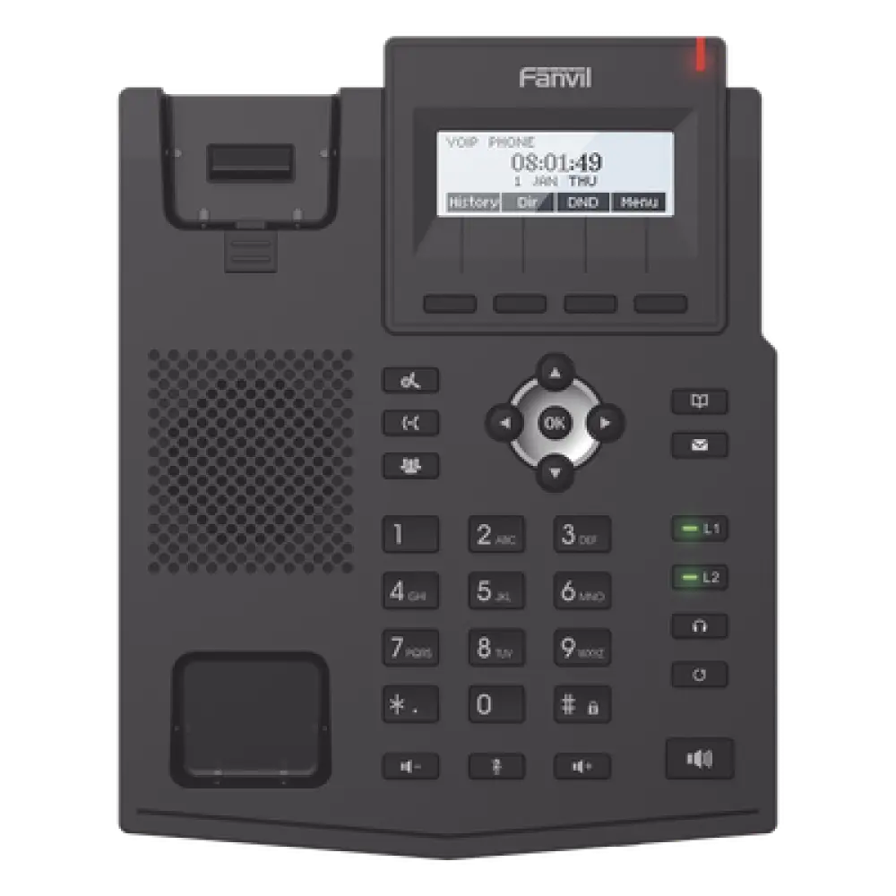 Teléfono IP / 2 Líneas SIP / Pantalla LCD 128x48 / Audio HD G.722 y Opus / Conferencia 3 Vías / PoE 802.3af / OpenVPN / Soporte EHS