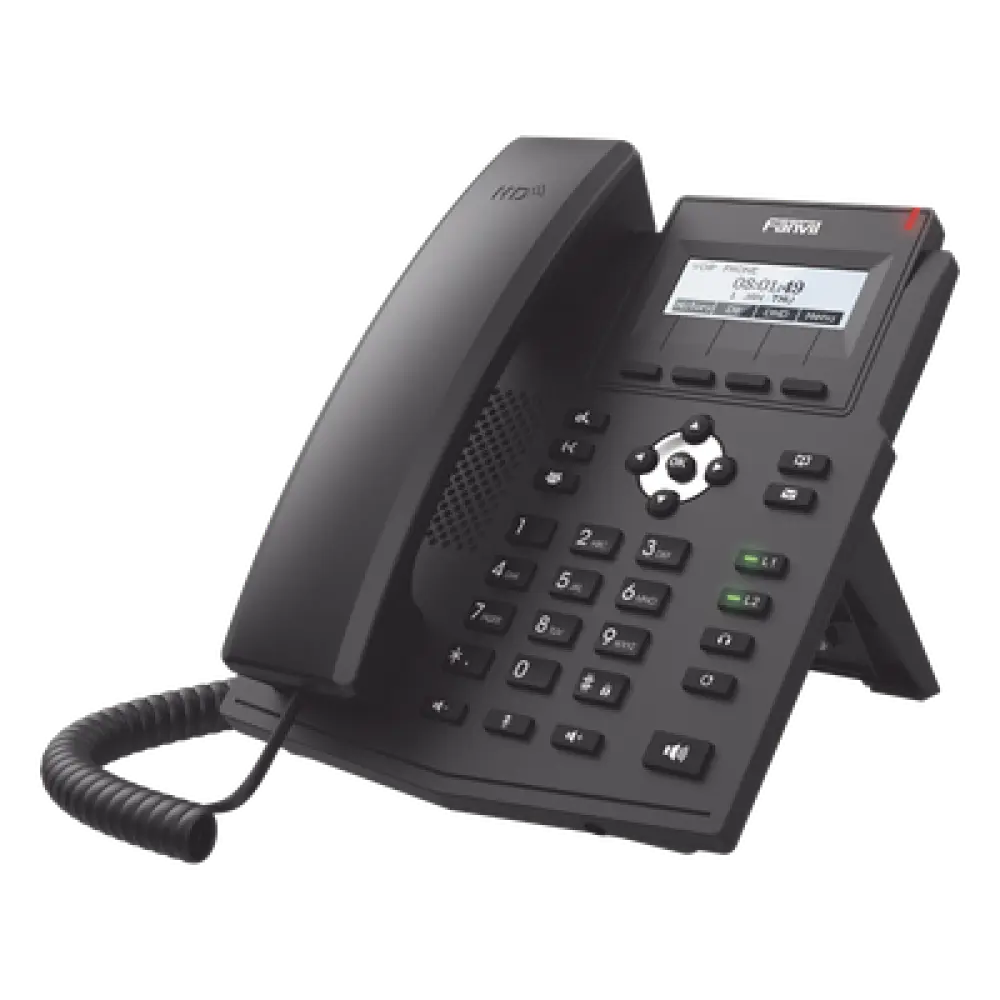 Teléfono IP / 2 Líneas SIP / Pantalla LCD 128x48 / Audio HD G.722 y Opus / Conferencia 3 Vías / PoE 802.3af / OpenVPN / Soporte EHS
