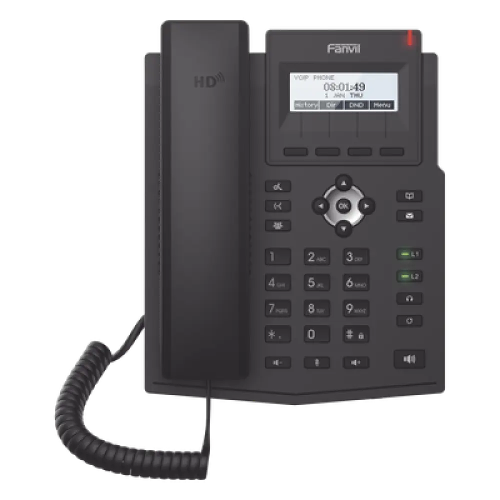 Teléfono IP / 2 Líneas SIP / Pantalla LCD 128x48 / Audio HD G.722 y Opus / Conferencia 3 Vías / PoE 802.3af / OpenVPN / Soporte EHS