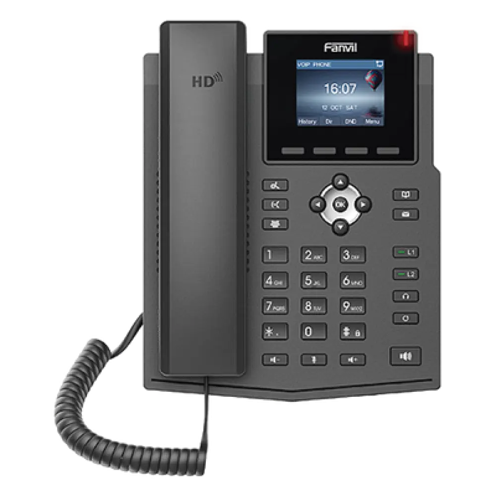 Teléfono IP / 4 Líneas SIP / Pantalla LCD Color 2.4 pulgadas / Audio HD G.722 y Opus / Conferencia 3 Vías / PoE 802.3af / OpenVPN / Soporte EHS