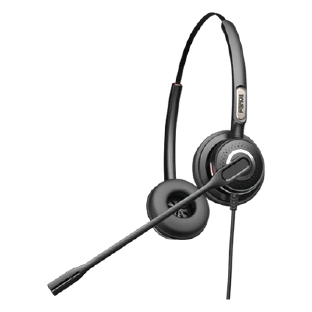 Diadema binaudal (duo) con tecnología antishock para teléfonos IP FANVIL y Polycom con micrófono de cancelación de ruido, larga durabilidad 