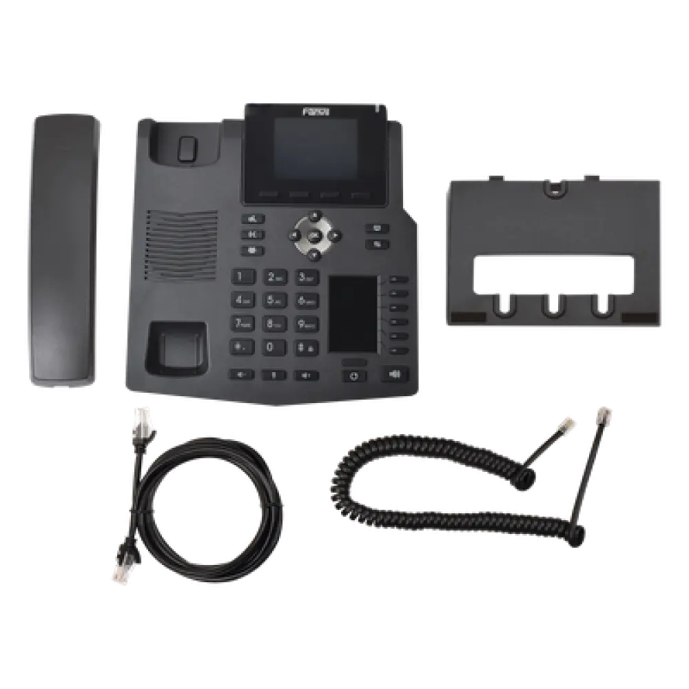 Teléfono IP empresarial para 4 líneas SIP con 2 pantallas LCD, 6 teclas BLF/DSS, conferencia de 3 vías, PoE