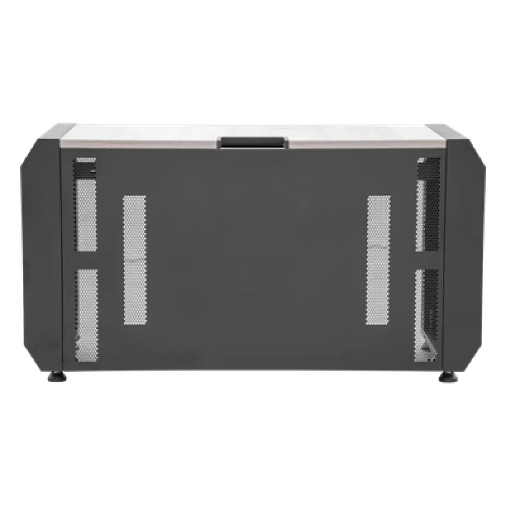 Consola Profesional para Monitoreo y Cómputo / Acero Laminado y Madera / Ranura para Base de Monitores / Tomacorriente 15A / Iluminación LED / 1.64 ft (0.5 m) de Profundidad