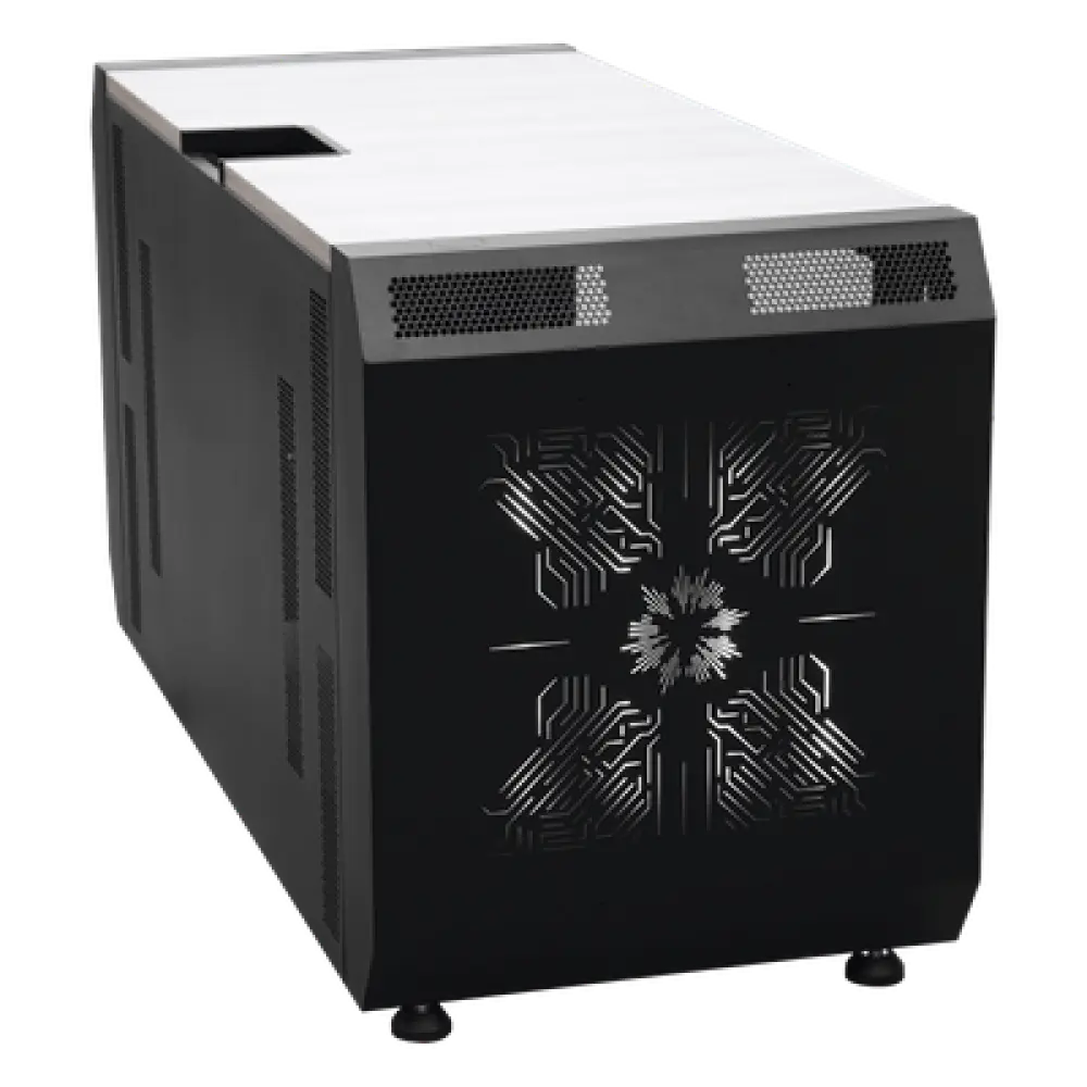 Consola Profesional para Monitoreo y Cómputo / Acero Laminado y Madera / Ranura para Base de Monitores / Tomacorriente 15A / Iluminación LED / 1.64 ft (0.5 m) de Profundidad