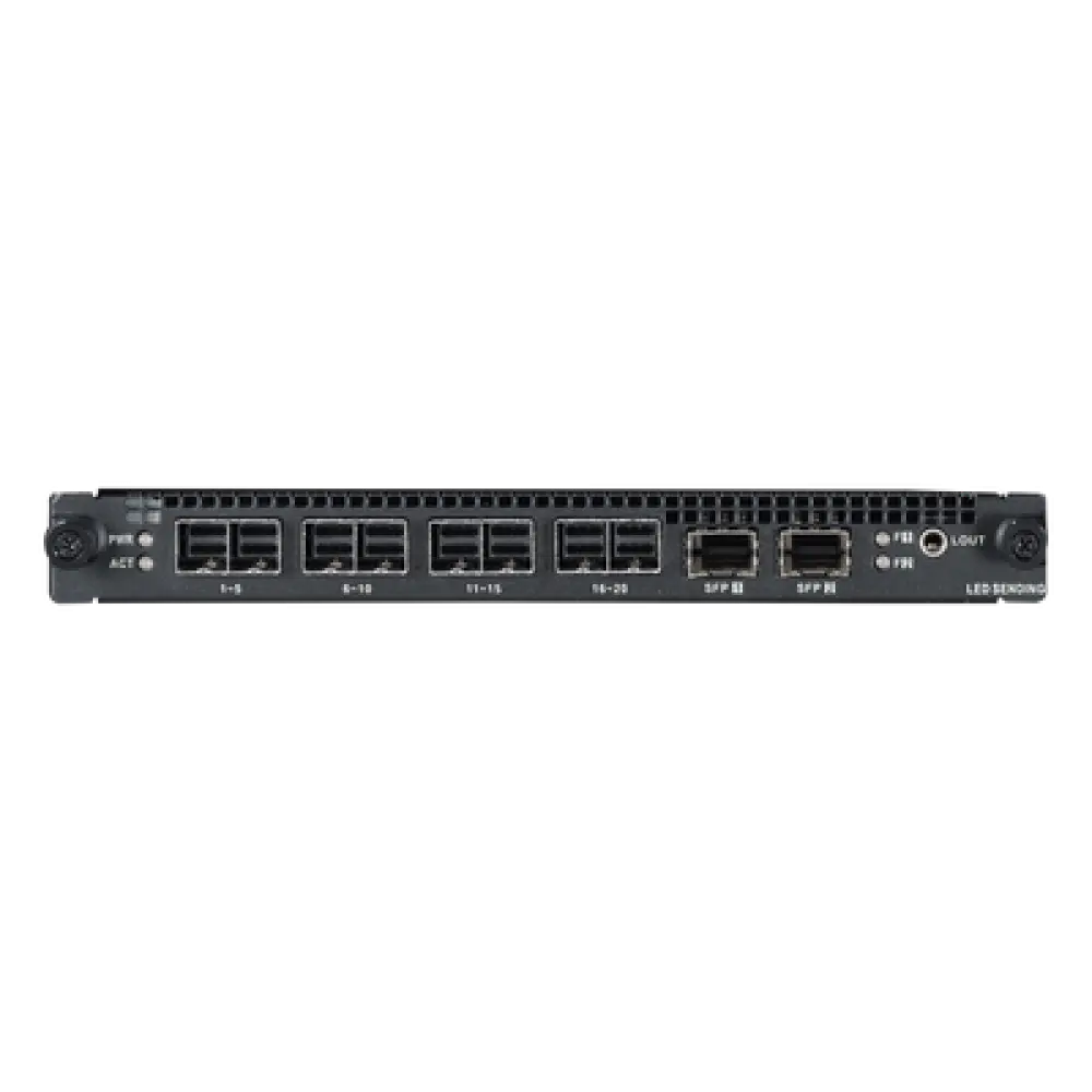 Tarjeta de Salida LED / 4 miniSAS 20 Puertos 1G / 2 Interfaces Ópticas 10G / Resolución 10.4 MP / Audio 3.5 mm
