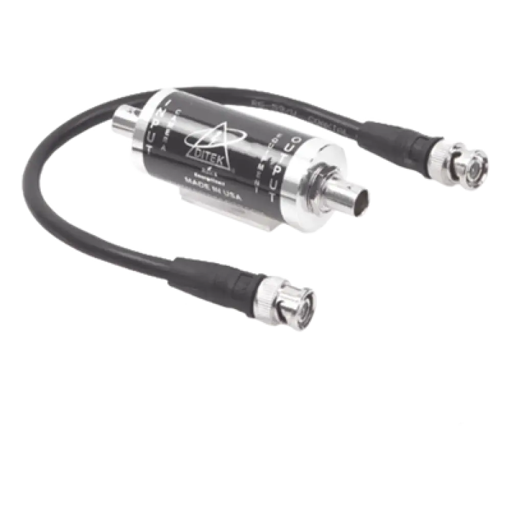 Protector Coaxial BNC / 20,000 A / 75 Ohms / 0-10 MHz / 3.58 x 1.1 pulgadas / -40°F a 158°F