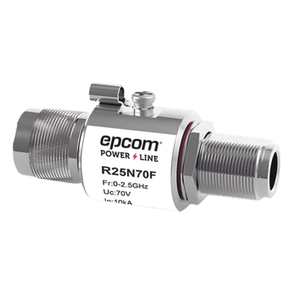 Protector de Línea Coaxial, tipo tubo de gas y paso de C.D., para 0-2.5 GHz, 750W y 0.2 dB de Perdida por Inserción