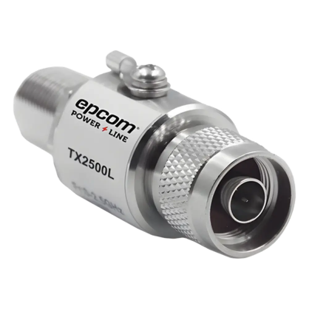 Protector de Línea Coaxial, tipo tubo de gas y paso de C.D., para 0-2.5 GHz, 750W y 0.2 dB de Perdida por Inserción