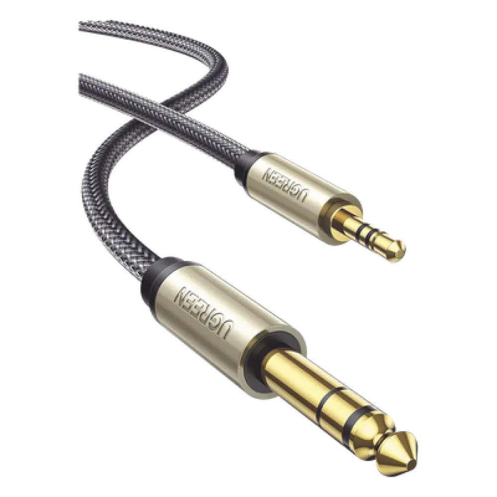 Cable Audio Estéreo / 3.5mm TRS a 6.35mm TS / 1 m (3.3 ft) / Cobre Chapado en Plata / Trenza de Nylon / Conectores Oro 24K