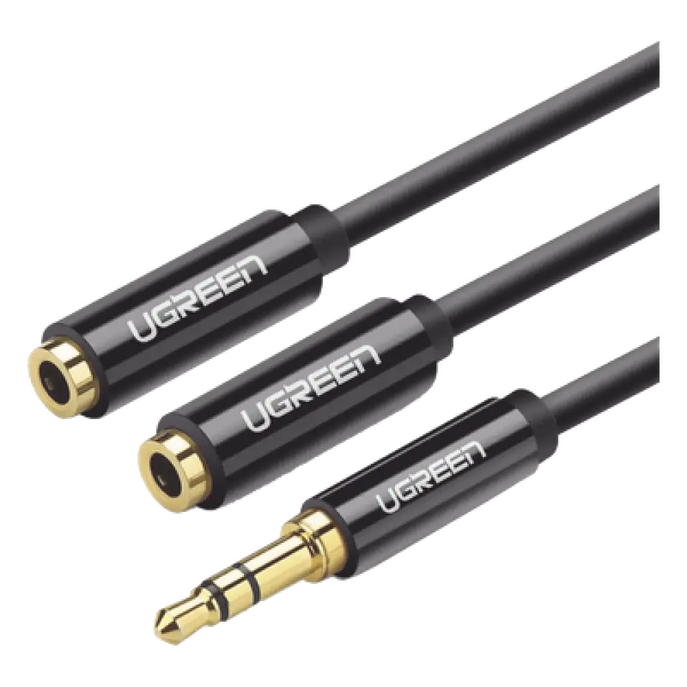 Divisor de Audio / 3.5mm Macho a 2x 3.5mm Hembra / 25 cm (0.82 pies) / TPE / Negro