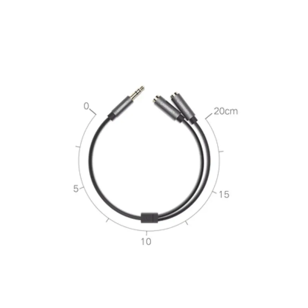 Divisor de Audio / 3.5mm Macho a 2x 3.5mm Hembra / 25 cm (0.82 pies) / TPE / Negro
