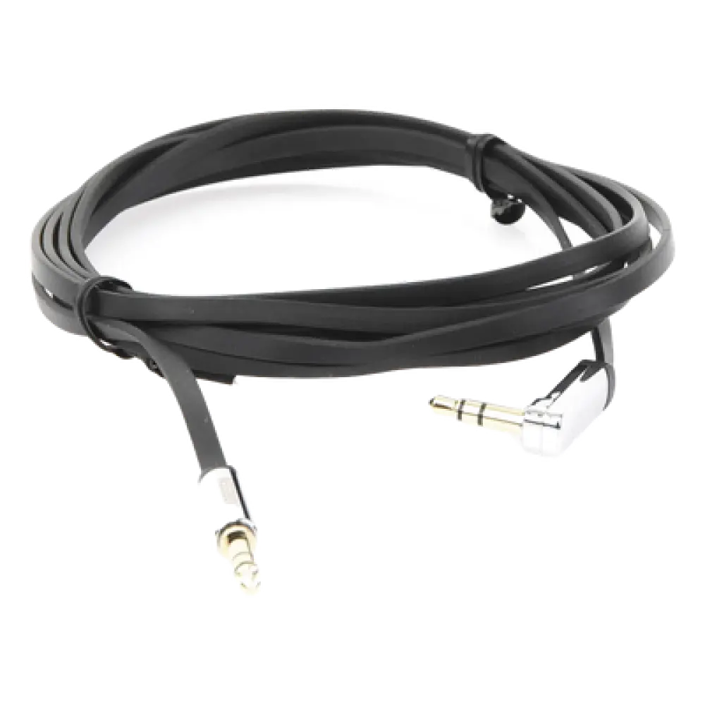 Cable Auxiliar Plano / 2 m (6.6 ft) / Conector 3.5 mm Macho-Macho / Ángulo 90° a Recto / Audio Estéreo Hi-Fi