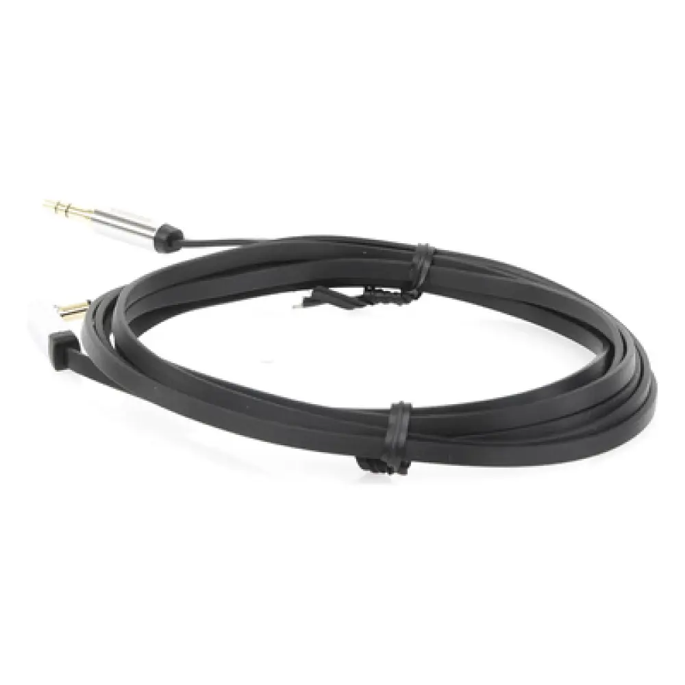 Cable Auxiliar Plano / 2 m (6.6 ft) / Conector 3.5 mm Macho-Macho / Ángulo 90° a Recto / Audio Estéreo Hi-Fi