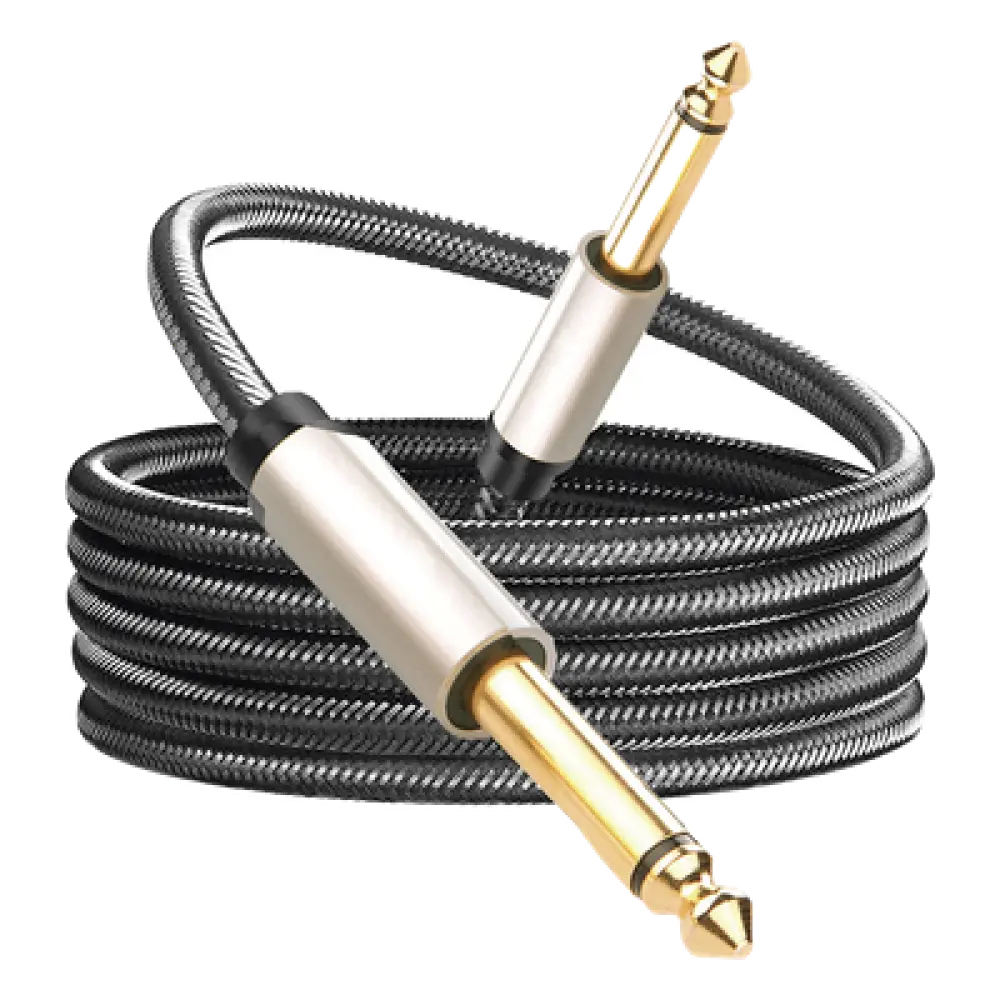 Cable de Audio Mono / 6.35 mm (1/4") Macho a Macho / 10 m (32.8 ft) / Núcleo de Cobre / Triple Blindaje / Nylon Trenzado
