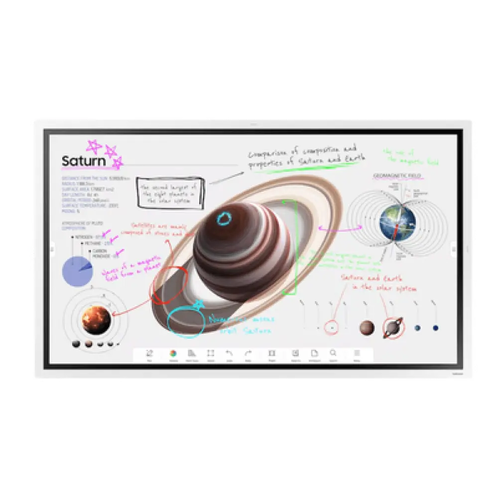 Pantalla Interactiva Digital / 55 Pulgadas / 4K UHD 3840x2160 / Touch IR 20 Puntos / Whiteboard 4 Usuarios / Tizen 9.0 / Wi-Fi / Bluetooth