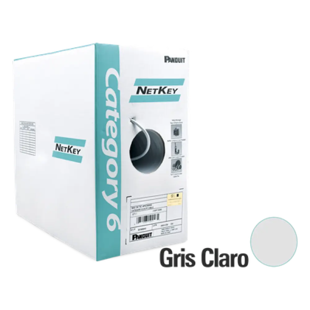 Bobina UTP Cat 6 / 305m (1000ft) / 24 AWG Cobre / CMR Riser / 250 MHz / 4 Pares / Gris Claro