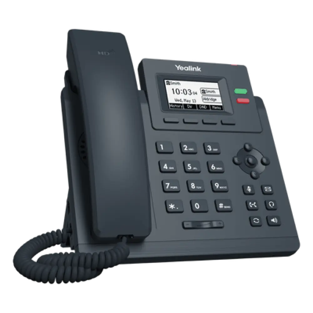 Teléfono IP Empresarial / 2 Líneas SIP / Pantalla LCD 2.3" / Dual Puerto Gigabit / PoE / Voz HD / Conferencia 5 Vías