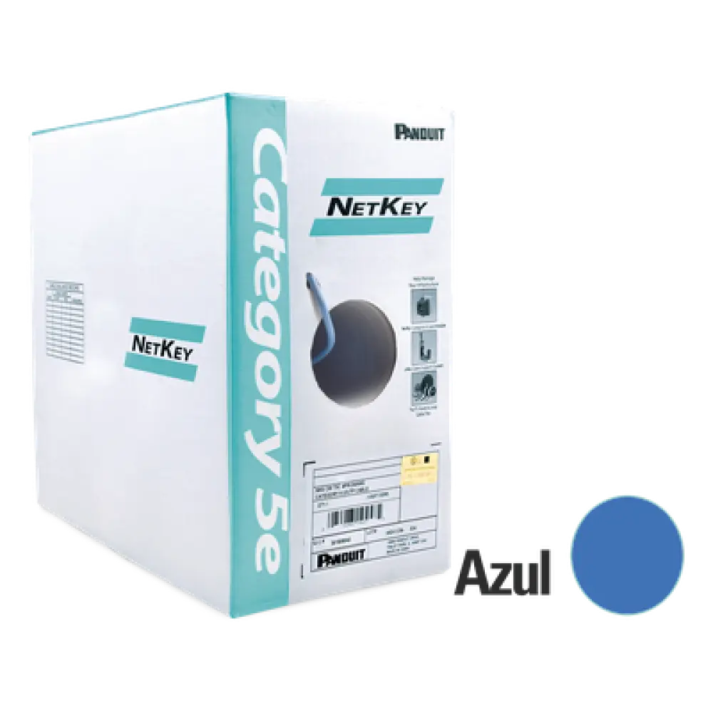 Bobina de Cable UTP / Cat 5e / 24 AWG / 305 m (1000 ft) / 4 Pares / PVC CM / Azul