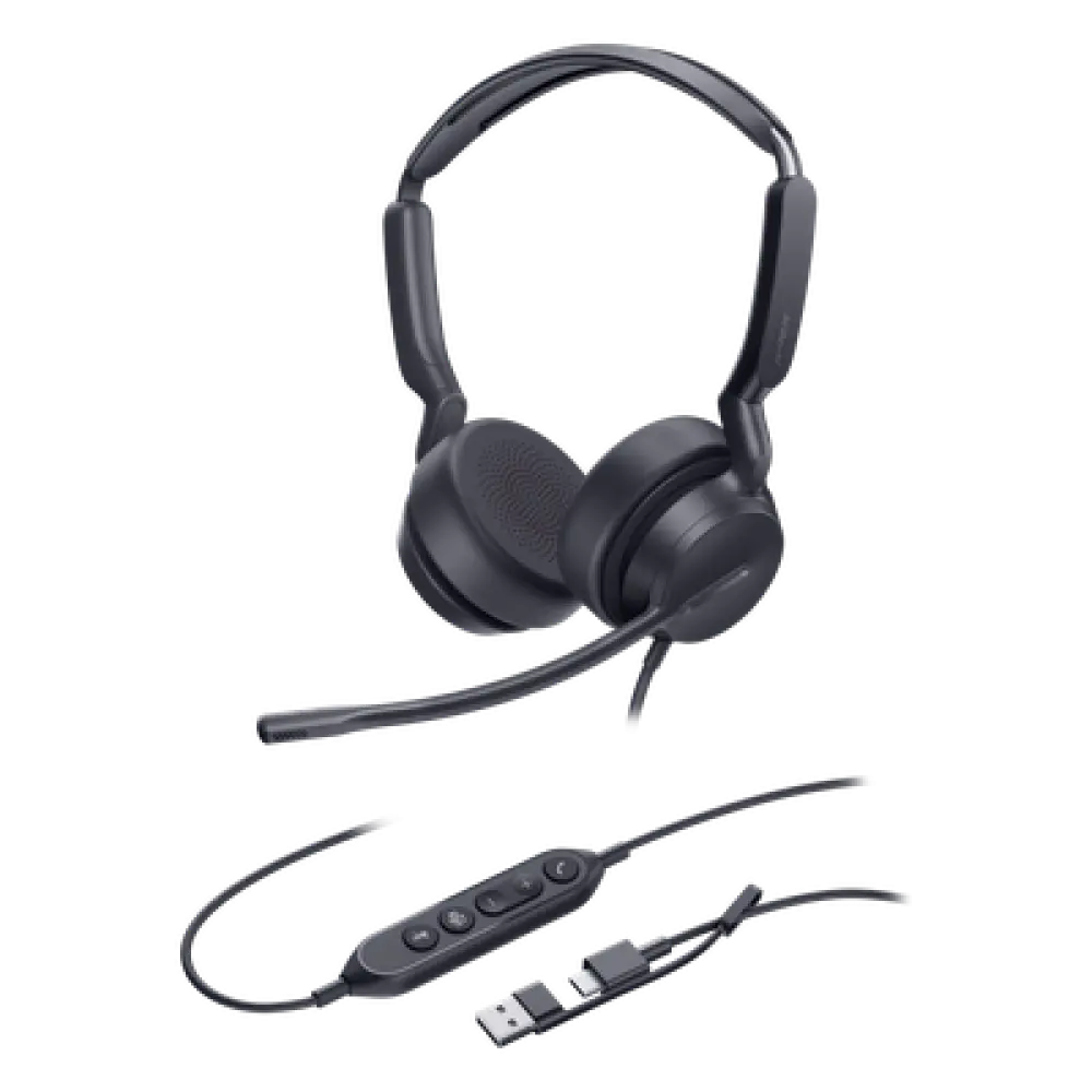 Auriculares Profesionales USB / Cancelación de Ruido con IA / Altavoz 35 mm / Certificado Microsoft Teams / USB-C con Adaptador USB-A / Diseño Ergonómico Binaural