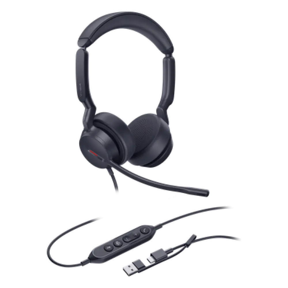 Auriculares USB con Cable / Cancelación de Ruido IA / Altavoz 35 mm / USB-C con Adaptador USB-A / Compatible Microsoft Teams