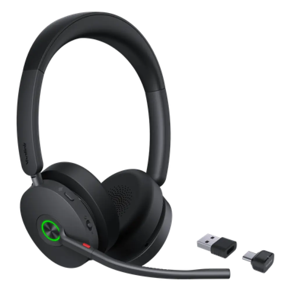 Auriculares Bluetooth UC / ANC Híbrida / 6 Micrófonos / 65 Horas / Alcance 50 m (164 ft) / USB-C & A
