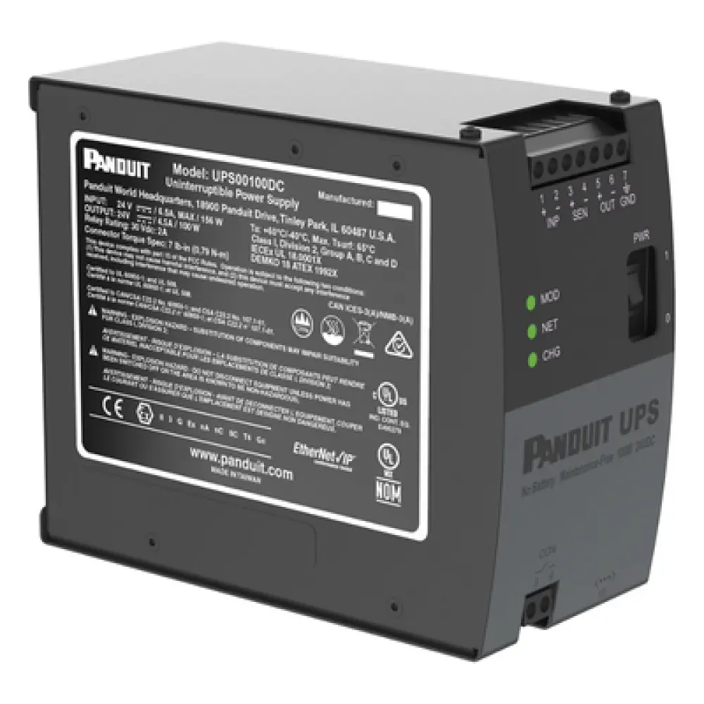 UPS Industrial / 100 Watts / 24 Vcd / Ultracondensadores / Riel DIN / -40 a 60 °C (-40 a 140 °F)