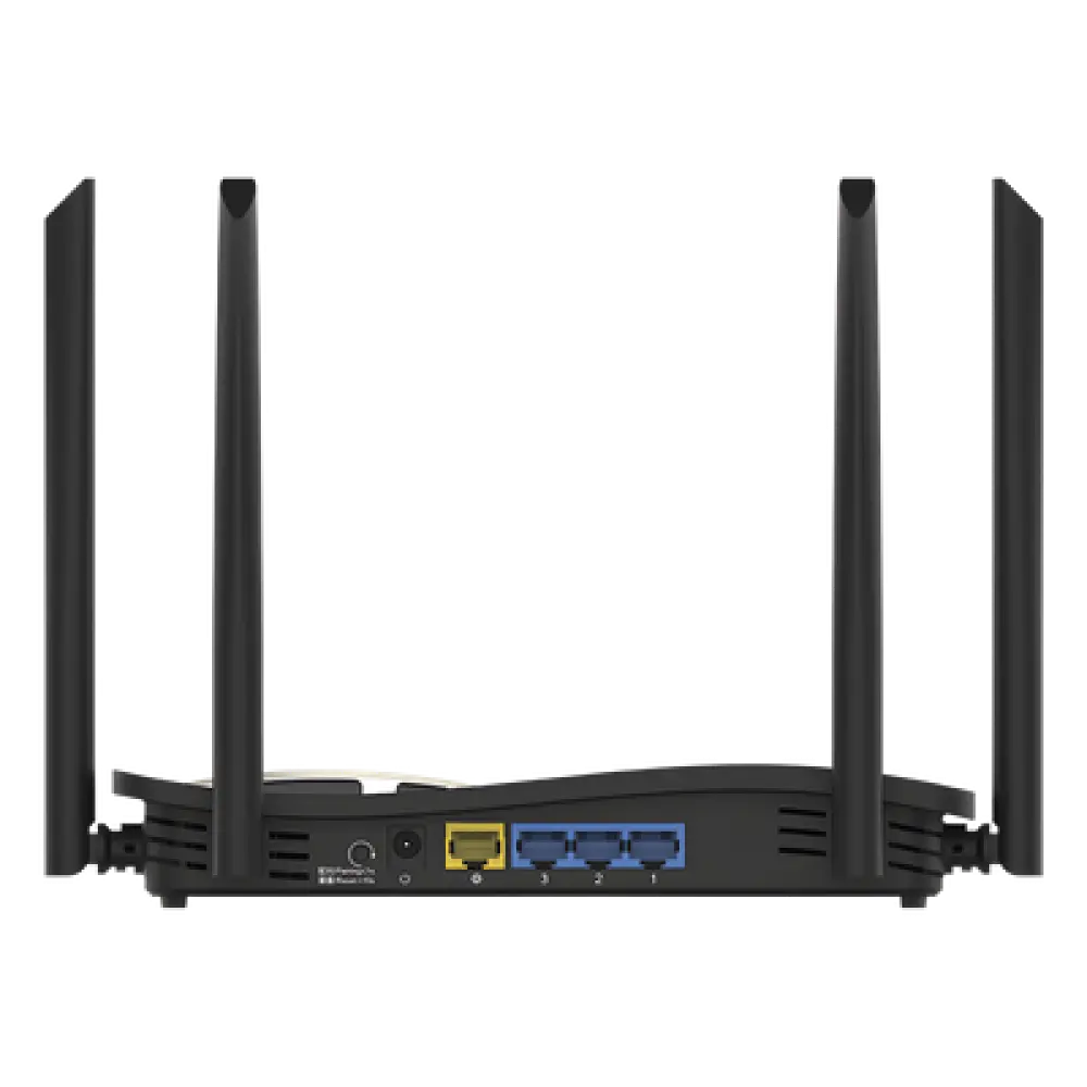 Router Inalámbrico / Wi-Fi 5 / Dual Band 2.4 y 5 GHz / 4 Puertos Gigabit / 6 Antenas 6 dBi / 1,267 Mbps / 96 Usuarios Concurrentes