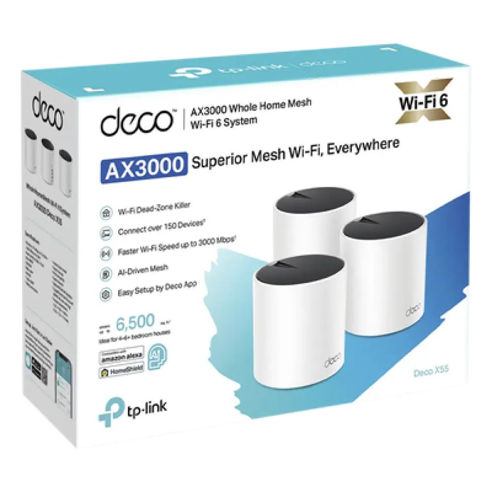 Sistema Mesh Wi-Fi 6 / AX3000 Mbps / 3 Nodos / 3 Puertos Gigabit WAN/LAN / 2 Antenas Internas / Administración por App