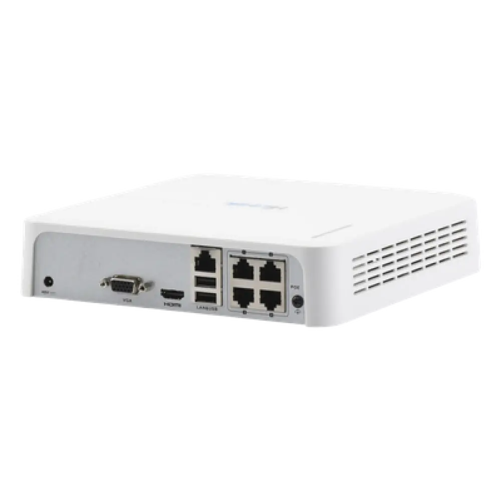 NVR IP / 4 Canales / 4 Puertos PoE+ / 40 Mbps Entrada / H.265+ / Full HD 1080p / 1 Bahía HDD 6 TB