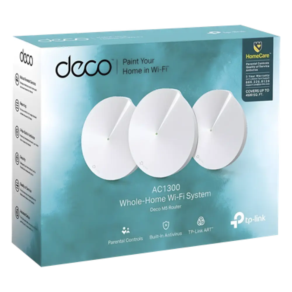 Kit Mesh Wi-Fi 5 / AC1300 Mbps / 2 Puertos Gigabit WAN/LAN / 4 Antenas Internas MU-MIMO / App Deco iOS/Android / HomeCare