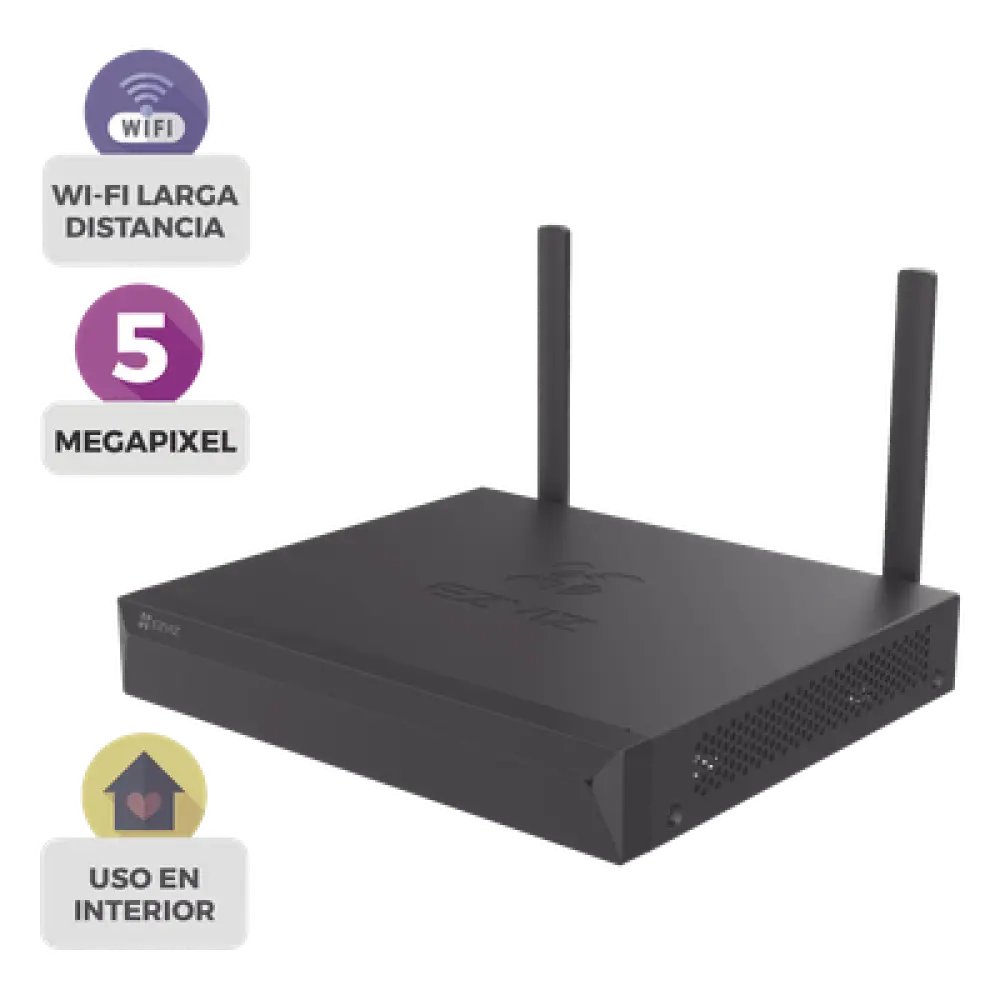 NVR Inalámbrico IP / 8 Canales / 5 Megapixel (3K) / Wi-Fi 100 m (328 ft) / HDMI y VGA / H.265 / 8 TB
