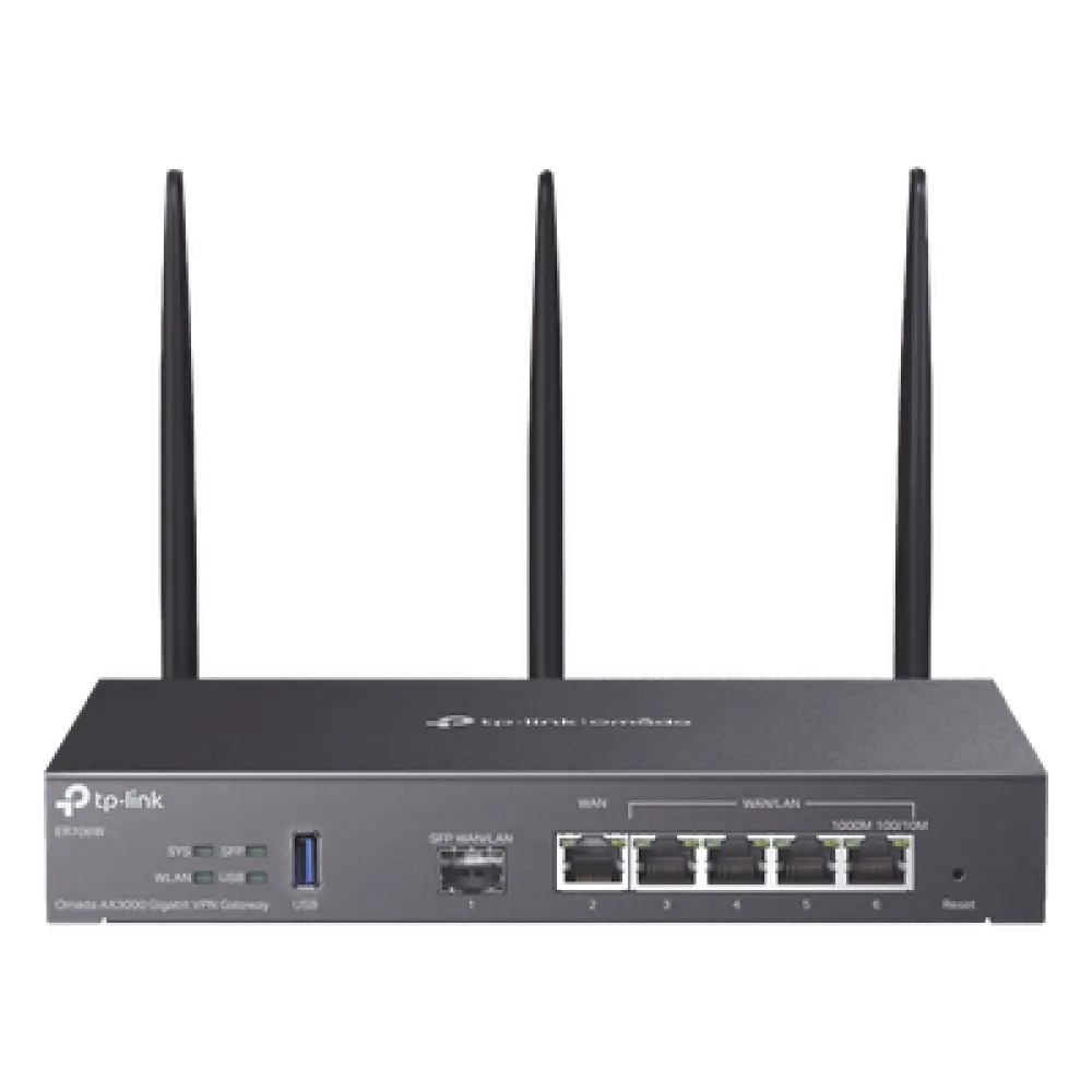 Router Empresarial Wi-Fi 6 / AX3000 / Multi-WAN 5 Puertos / 150,000 Sesiones Concurrentes / VPN Integrado / USB 3.0 / Omada SDN