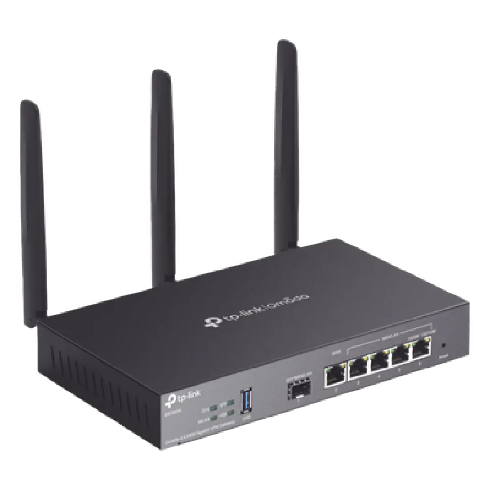 Router Empresarial Wi-Fi 6 / AX3000 / Multi-WAN 5 Puertos / 150,000 Sesiones Concurrentes / VPN Integrado / USB 3.0 / Omada SDN