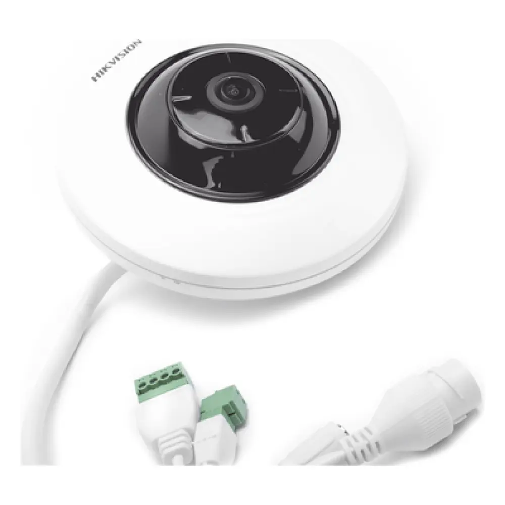 Mini Cámara Fisheye IP / 5 Megapixel / Panorámica 180°-360° / IR 8 m (26.2 ft) / Audio Integrado / PoE / Alarmas I/O