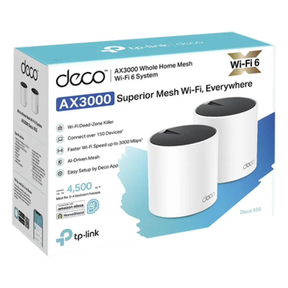 Sistema Mesh Wi-Fi 6 / AX3000 Mbps / 3 Puertos Gigabit WAN/LAN / Doble Banda / 2 Antenas Internas / Administración por App