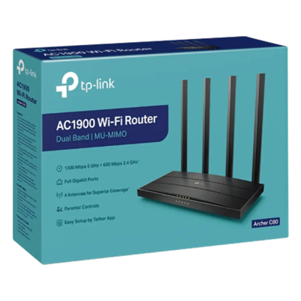 Router Wi-Fi 5 / Doble Banda 1900 Mbps / MU-MIMO 3x3 / 4 Puertos Gigabit LAN / Smart Connect / EasyMesh