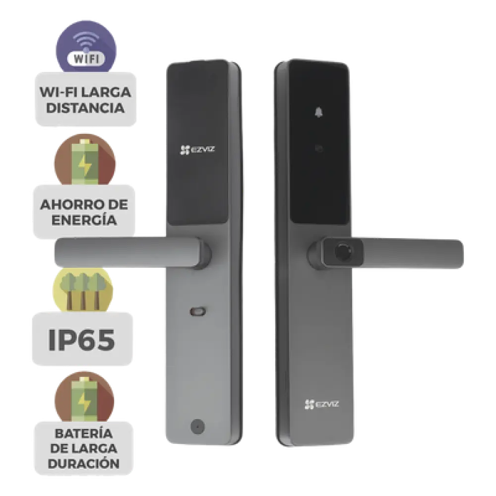 Cerradura Inteligente / Cerrojo Tipo Americano / Wi-Fi y Bluetooth / 50 Huellas / IP65 / -25°C a 70°C / Botón de Timbre