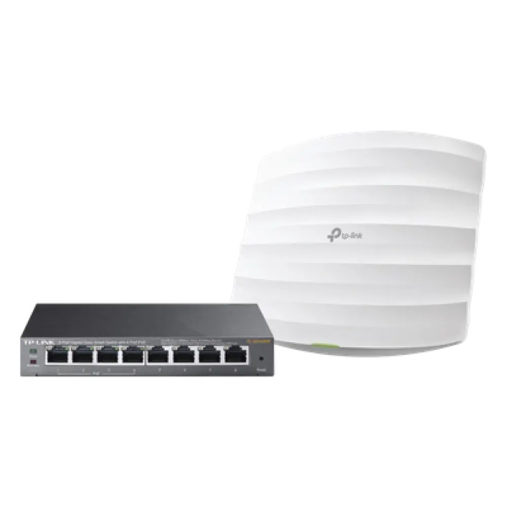 Kit Access Point y Switch PoE / Doble Banda AC / 1750 Mbps / 8 Puertos Gigabit / 55W PoE Total