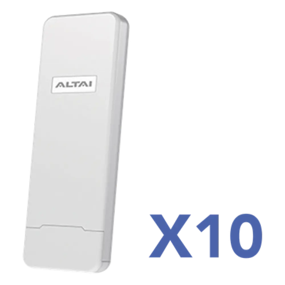 Kit Punto de Acceso Wi-Fi / 10 Unidades / 300 Mbps / Cobertura 800 m (2624.7 ft) / 128 Clientes Concurrentes / IP55 / MIMO 2x2