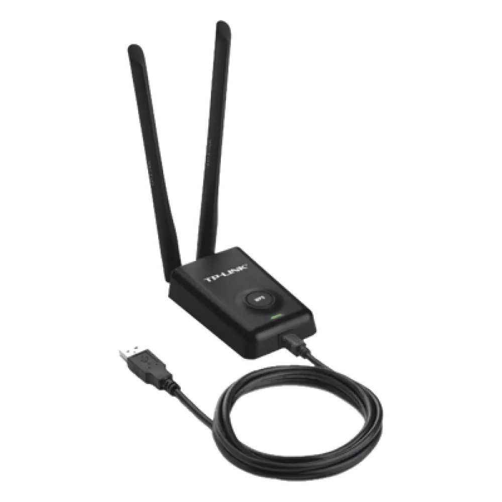 Adaptador USB Wi-Fi / Alta Potencia / 300 Mbps / 2.4 GHz / 2 Antenas 5 dBi / Cable 1.5 m