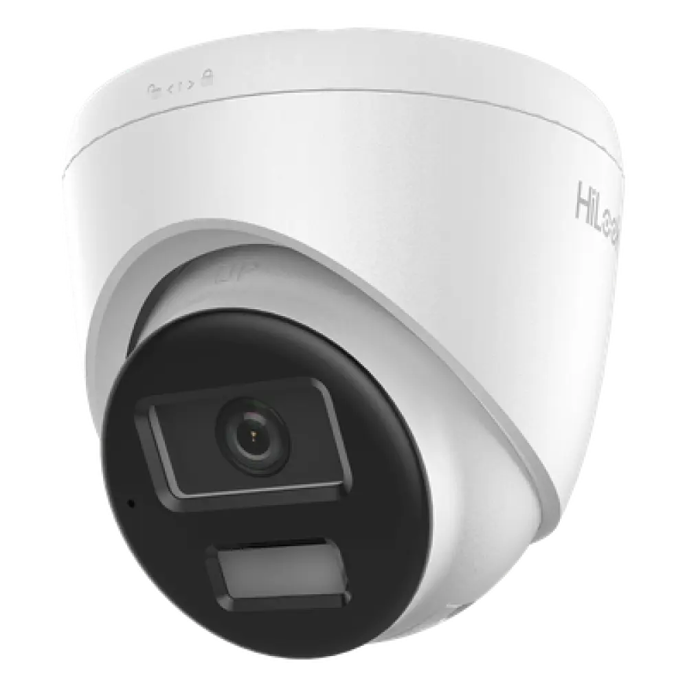 Cámara Turret IP / 2 Megapixel / Dual Light IR 20 m (65.6 ft) + Luz Blanca 15 m (49.2 ft) / Lente 2.8 mm / Ángulo 101° / Audio Integrado / IP67 / PoE