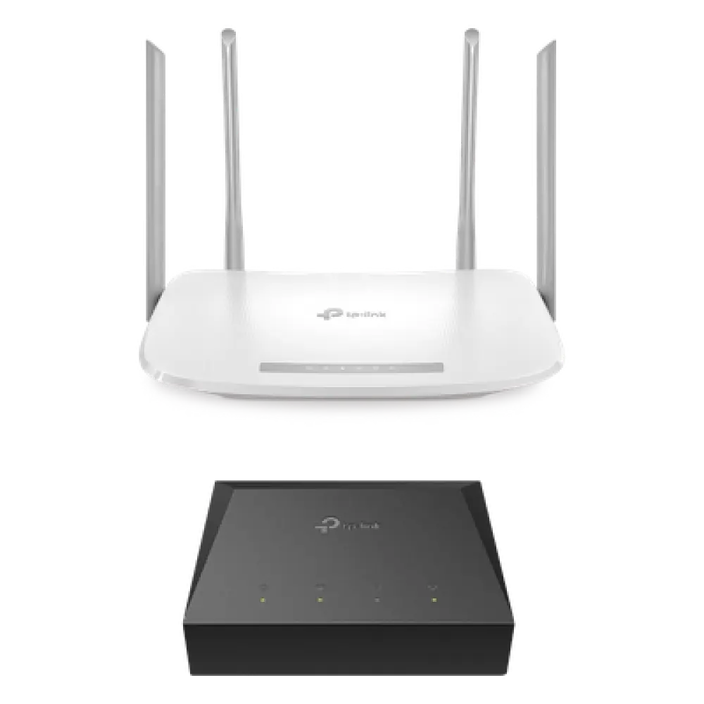 Kit ONU Gigabit / Router Wi-Fi AC1200 / 4 Puertos LAN Gigabit / 4 Antenas Omnidireccionales / Administración Remota TR-069 / IPv6