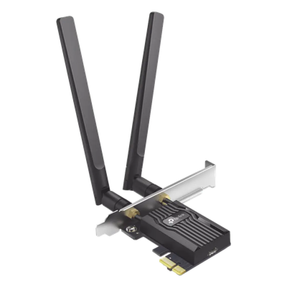 Adaptador PCIe Wi-Fi 6 / AX3000 Mbps / Doble Banda 2.4/5 GHz / MU-MIMO 2x2 / Bluetooth 5.2 / WPA3 / Antenas 2 dBi / Perfil Bajo y Completo