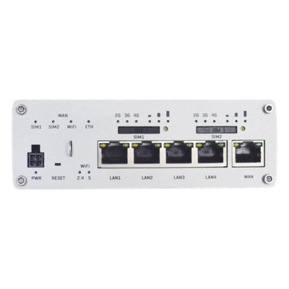 Router Industrial Dual LTE Cat 6 / 600 Mbps / 5 Puertos Gigabit / WiFi 5 Doble Banda / Doble SIM / GNSS / PoE / -40°F a 167°F
