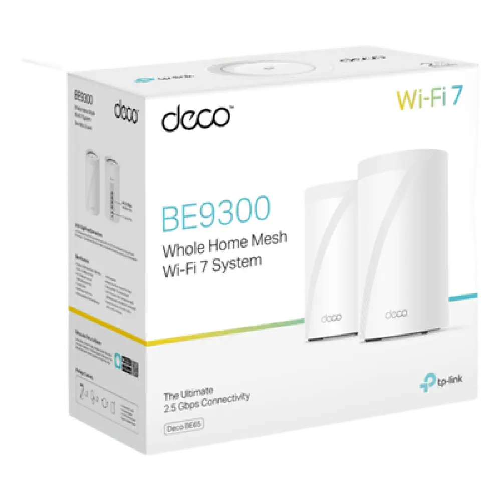 Sistema Mesh Wi-Fi 7 / Triple Banda BE9300 Mbps / 2 Puertos 2.5 GbE Auto WAN/LAN / 4 Antenas Internas / AI Roaming / HomeShield