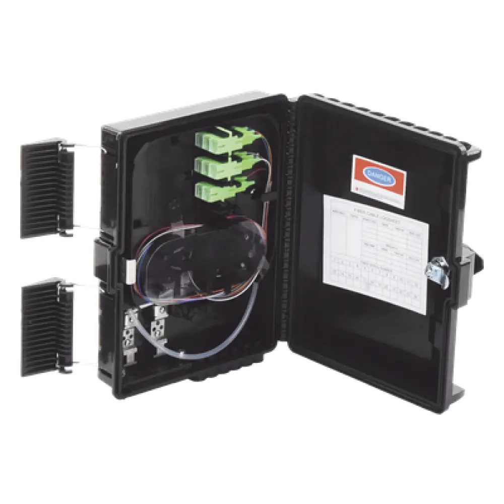 Caja de Empalme para Fibra Óptica / 24 Fusiones / IP65 / Splitter 1x8 SC/APC / 12 Puertos Drop / -40°C a +85°C